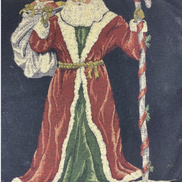 CHRISTMAS THROW PILLOWS -- Set of 2, Classic Santa/Winter Sleigh Scene, Vintage - Picture 3 of 11